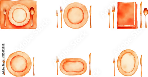 Elegant watercolor of a festive Christmas table setting artfully arranged