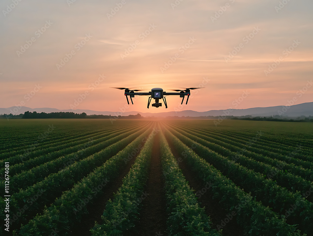 Autonomous drone precision spraying in agriculture innovative solutions for crop management at dusk in a rural landscape Autonomous drone precision spraying in agriculture innovative solutions for crop management at dusk in a rural landscape