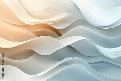 Abstract wavy design with soft blue and orange gradients, evoking tranquility and fluidity. Perfect for modern backgrounds, digital art, or minimalist compositions.