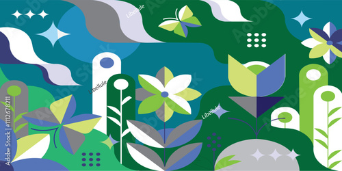 Spring flat and abstract geometry gemetrical pattern illustration.