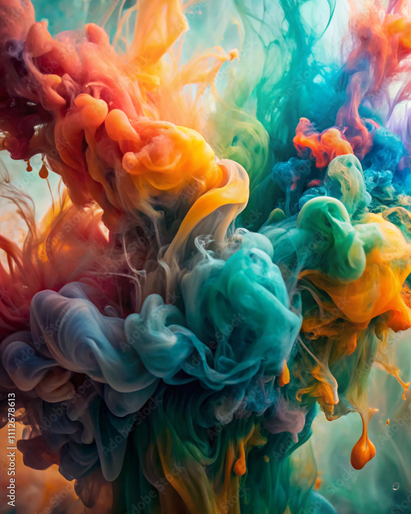 Fototapeta premium Ink spill texture background beautiful colors