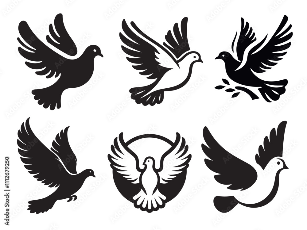 Fototapeta premium Dove silhouette vector art 