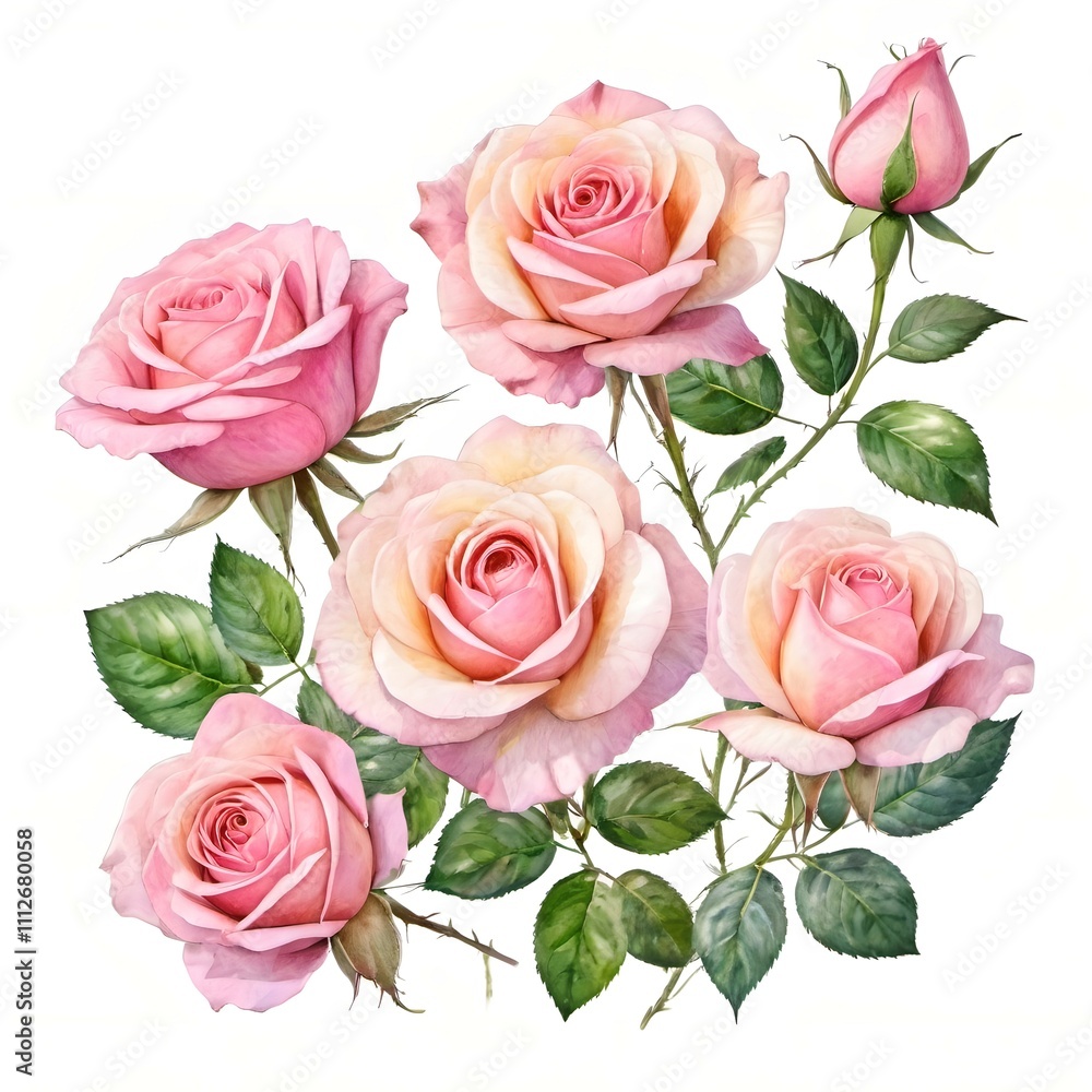 Set with pink roses.