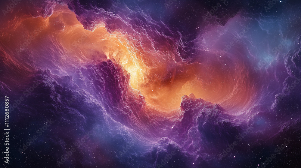 Cosmic Abstract Scene with Swirling Galaxies and Nebula Clouds Cosmic Abstract Scene with Swirling Galaxies and Nebula Clouds