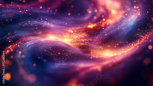 Cosmic Abstract Scene with Swirling Galaxies and Nebula Clouds