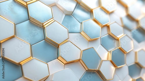 Intricate Geometric Pattern with Symmetrical Hexagons and Triangles