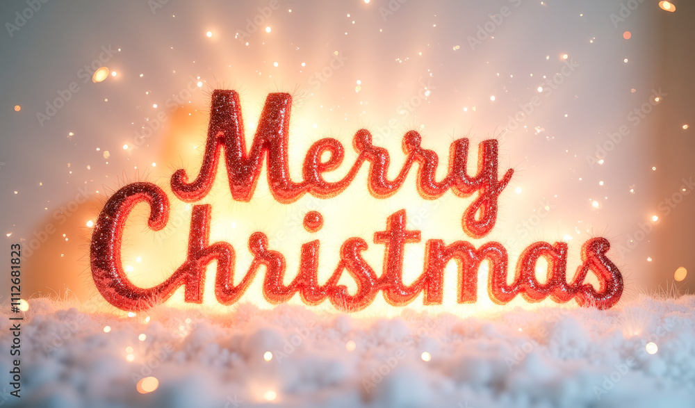 Merry Christmas colorful luminous inscription, close up Merry Christmas colorful luminous inscription, close up