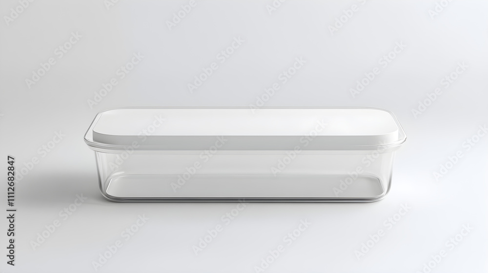 Elegant Transparent Plastic Container with White Lid: Minimalist Storage Solution Elegant Transparent Plastic Container with White Lid: Minimalist Storage Solution