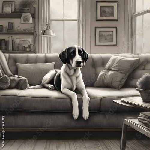 dog sitting on sofa