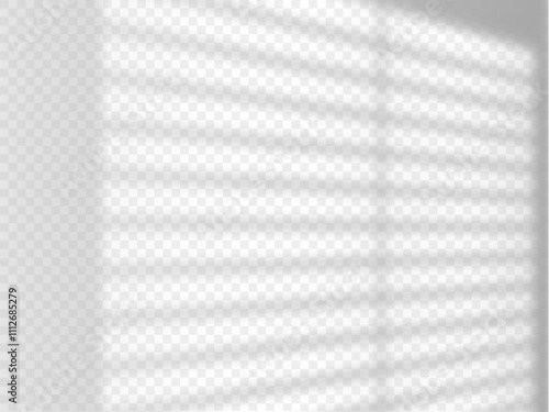 Shadow overlay effect on wall, sunlight from window jalousie, vector transparent realistic window blinds soft shading