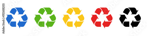 Recycle symbols for organic, paper, glass, plastic and metal waste