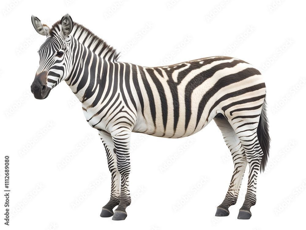 Obraz premium Zebra on white background, Black and white zebra stripes