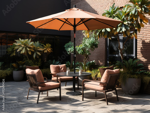 Cozy Outdoor Seating Area with Umbrella