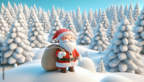 A Cute Santa Clause carry his gifts on  Christmas New Year Celebration 