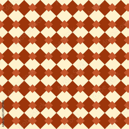 Geometric Brown Diamond Pattern Background - Retro Abstract Tile Design