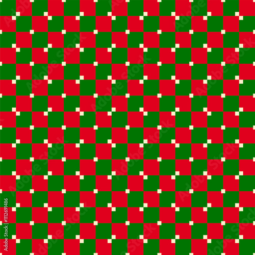 Christmas Red and Green Checkered Seamless Pattern