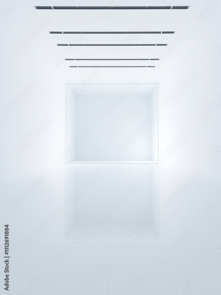 empty white box isolated on white with reflection, minimalist design, isolated object empty white box isolated on white with reflection, minimalist design, isolated object