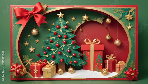 Wallpaper Mural green banner social media sale background Christmas tree gift box Torontodigital.ca