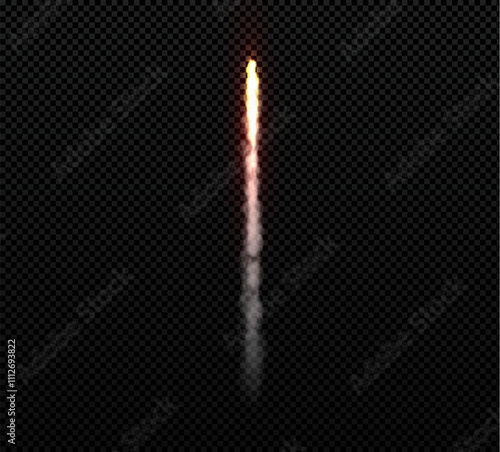 3d fiery red rocket trail.