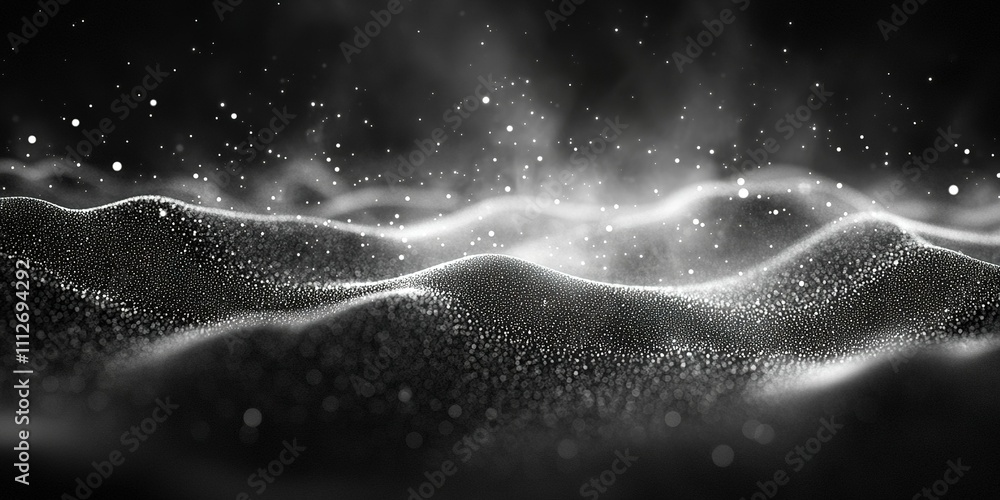Dynamic patterns of swirling dust and mist create a captivating visual experience in monochrome tones Dynamic patterns of swirling dust and mist create a captivating visual experience in monochrome tones