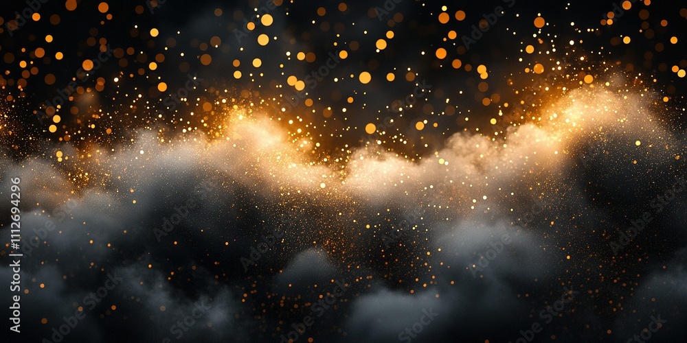 Obraz premium Sparkling golden glow amidst dark clouds creates a mystical atmosphere in the evening