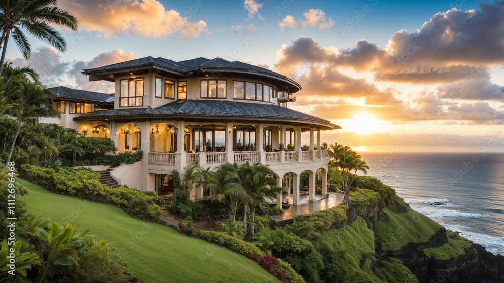 A luxurious mansion with a stunning view in Hawaii A luxurious mansion with a stunning view in Hawaii