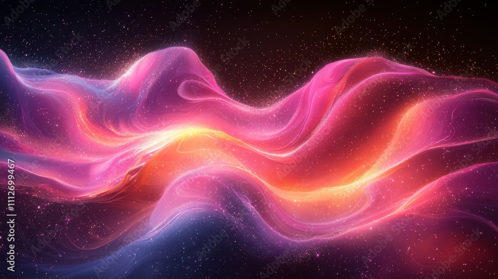 Colorful abstract waves create a mesmerizing cosmic landscape with flowing patterns and vibrant hues Colorful abstract waves create a mesmerizing cosmic landscape with flowing patterns and vibrant hues
