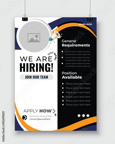 We are hiring minimalistic flyer and post template with big letters