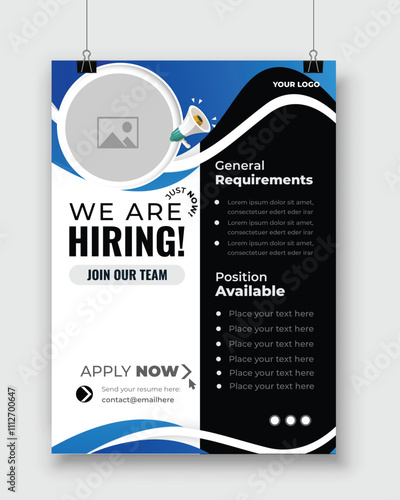 We are hiring minimalistic flyer and post template with big letters