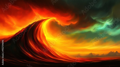 Wallpaper Mural Fiery wave of vibrant colors sweeps across a surreal sky, AI Torontodigital.ca