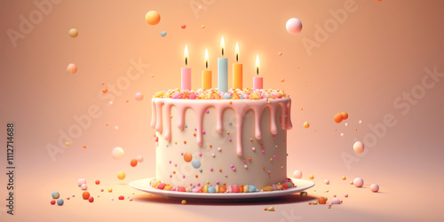 birthday cake with candles Generative AI