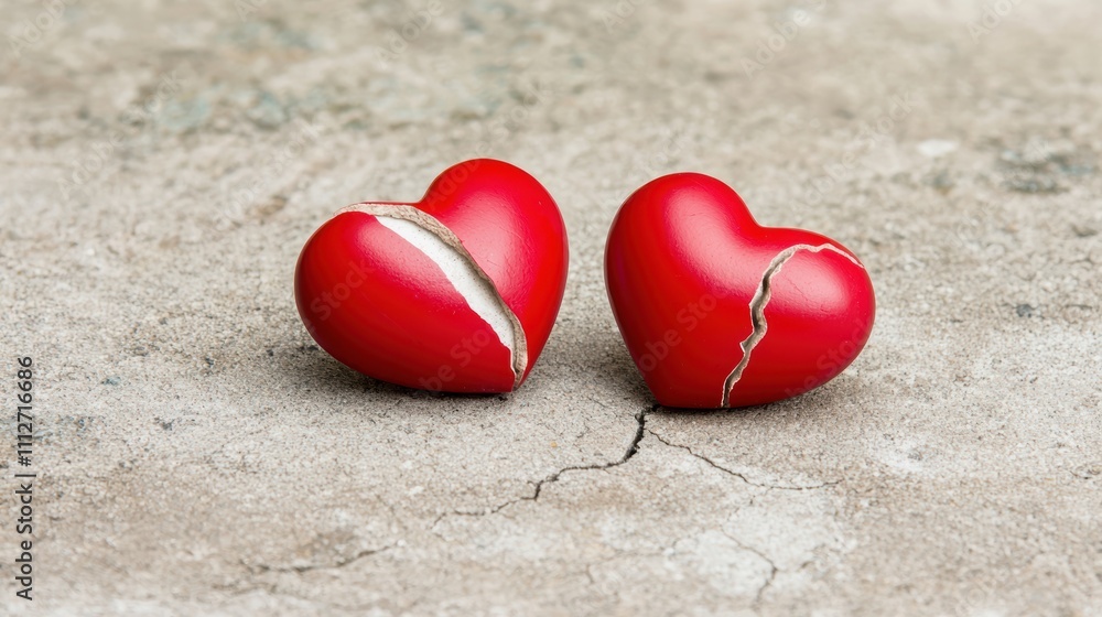 Fototapeta premium Broken Hearts Symbolizing Heartbreak and Emotional Pain Concept