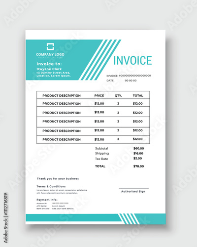 Free vector minimal invoice modern simple design template