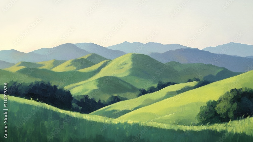 Obraz premium A Green and Blue Mountain Range Under a Clear Sky
