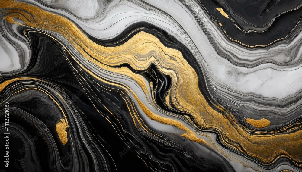 Obraz premium marble ink paper texture black grey gold