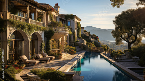 Captivating Italy: 3D Render of Vintage Pool Villa Architecture and Outdoor Spaces Design