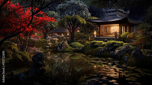 Japanese Garden: Natural Relaxation in Serene Decorated Space