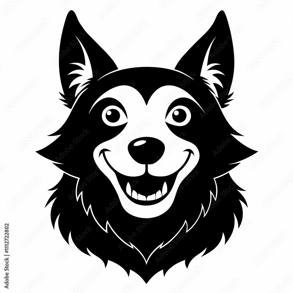 Fototapeta premium Wagging Smile vector silhouette black design white background