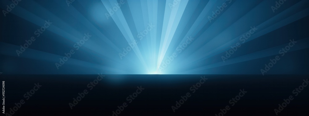 blue light shining up from middle center platform spotlight beam line laser straight glowing on dark background black base blue light shining up from middle center platform spotlight beam line laser straight glowing on dark background black base