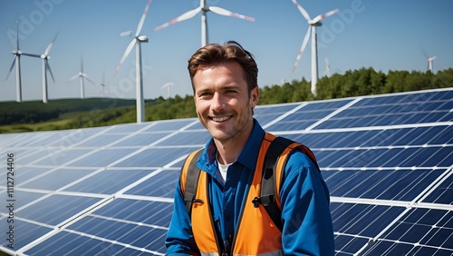 man with solar panels