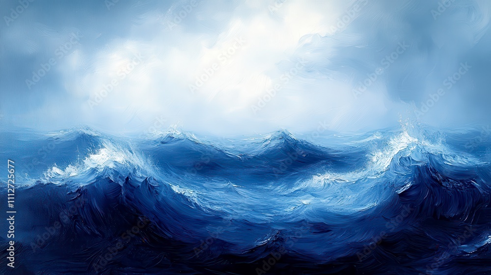 Oceanic Waves: A Tranquil Landscape Painting Oceanic Waves: A Tranquil Landscape Painting
