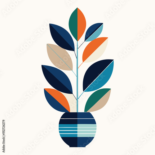 an abstract illustration of a plant in a vase