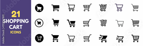 shopping cart icons set for web and UIUX design. Vector objects isolated on a white background, Shop cart icon set, buy and sale symbol. Full and empty shopping cart. Shopping basket icon sign 