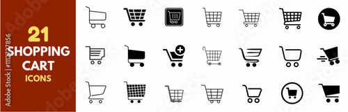 shopping cart icons set for web and UIUX design. Vector objects isolated on a white background, Shop cart icon set, buy and sale symbol. Full and empty shopping cart. Shopping basket icon sign 