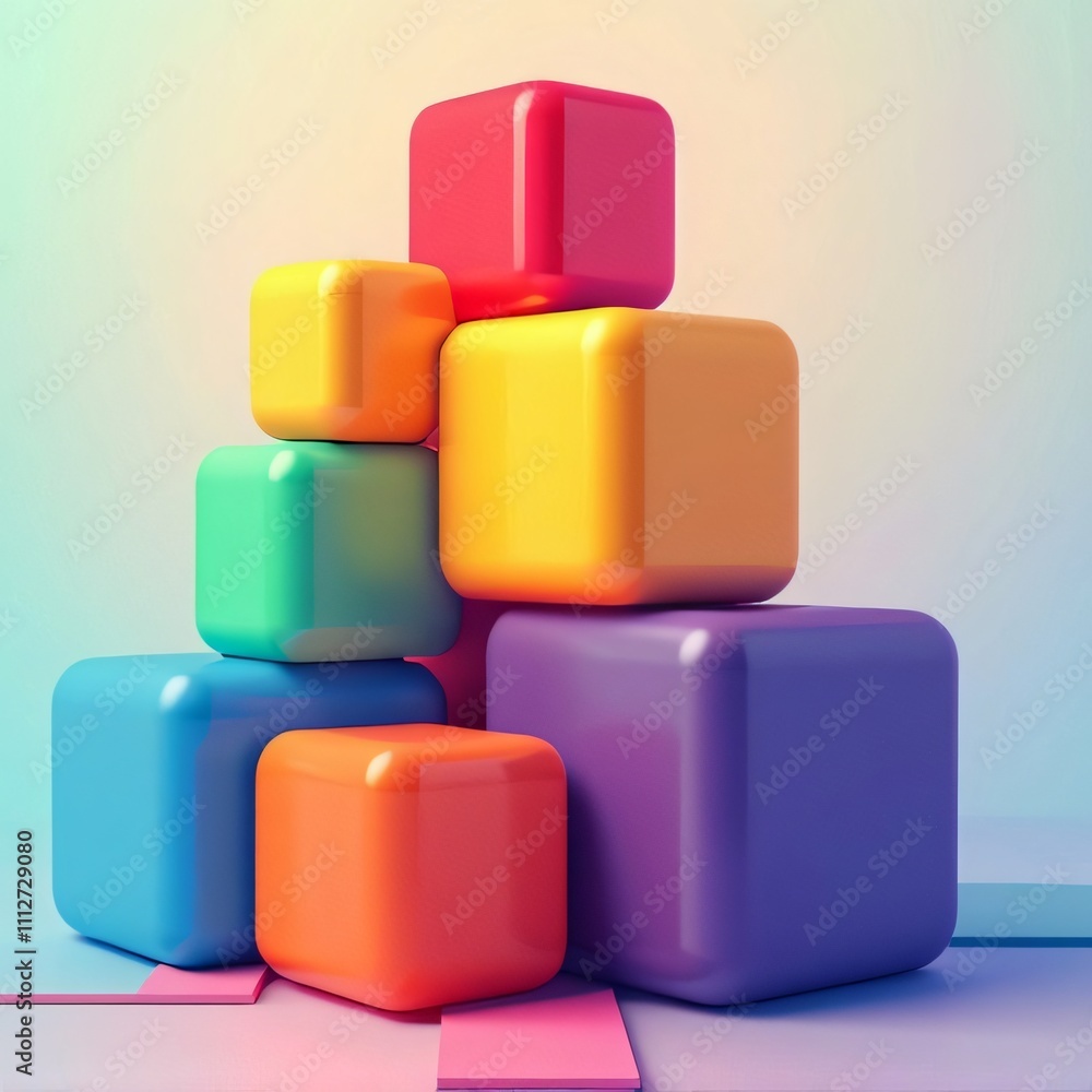 Playful Rainbow Geometric Cubes T-Shirt Design Playful Rainbow Geometric Cubes T-Shirt Design