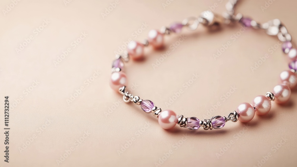 Elegant pearl and bead bracelet with delicate intricate design on soft background Elegant pearl and bead bracelet with delicate intricate design on soft background