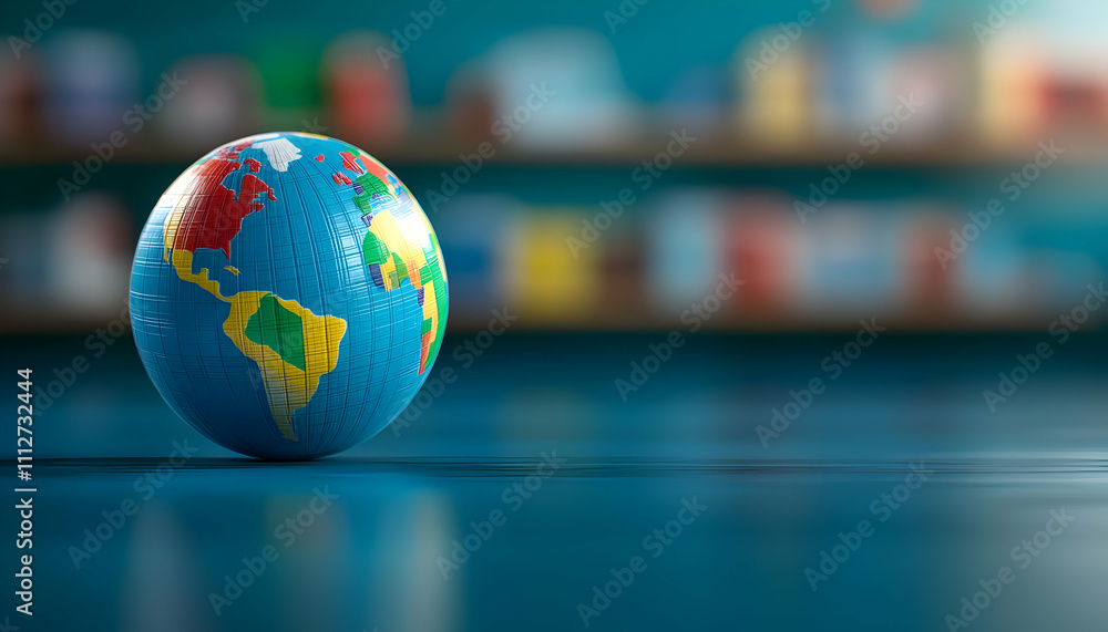 Colorful globe on a table showcasing geography. Colorful globe on a table showcasing geography.