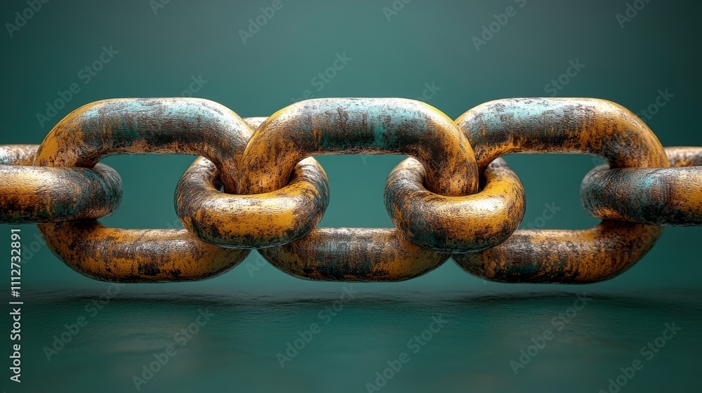 Fototapeta premium Detailed Close-up of a Weathered Metal Chain Link