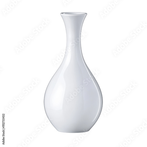 Elegant white ceramic vase with sleek, modern design, perfect for floral arrangements or as decorative piece. isolated on transparent background