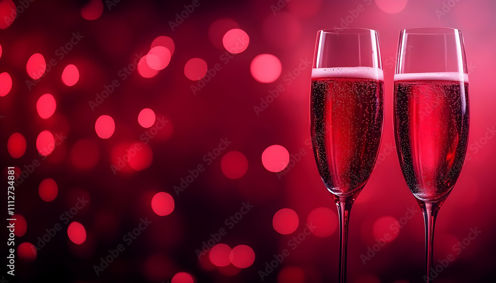 Elegant champagne glasses with festive bokeh. Elegant champagne glasses with festive bokeh.